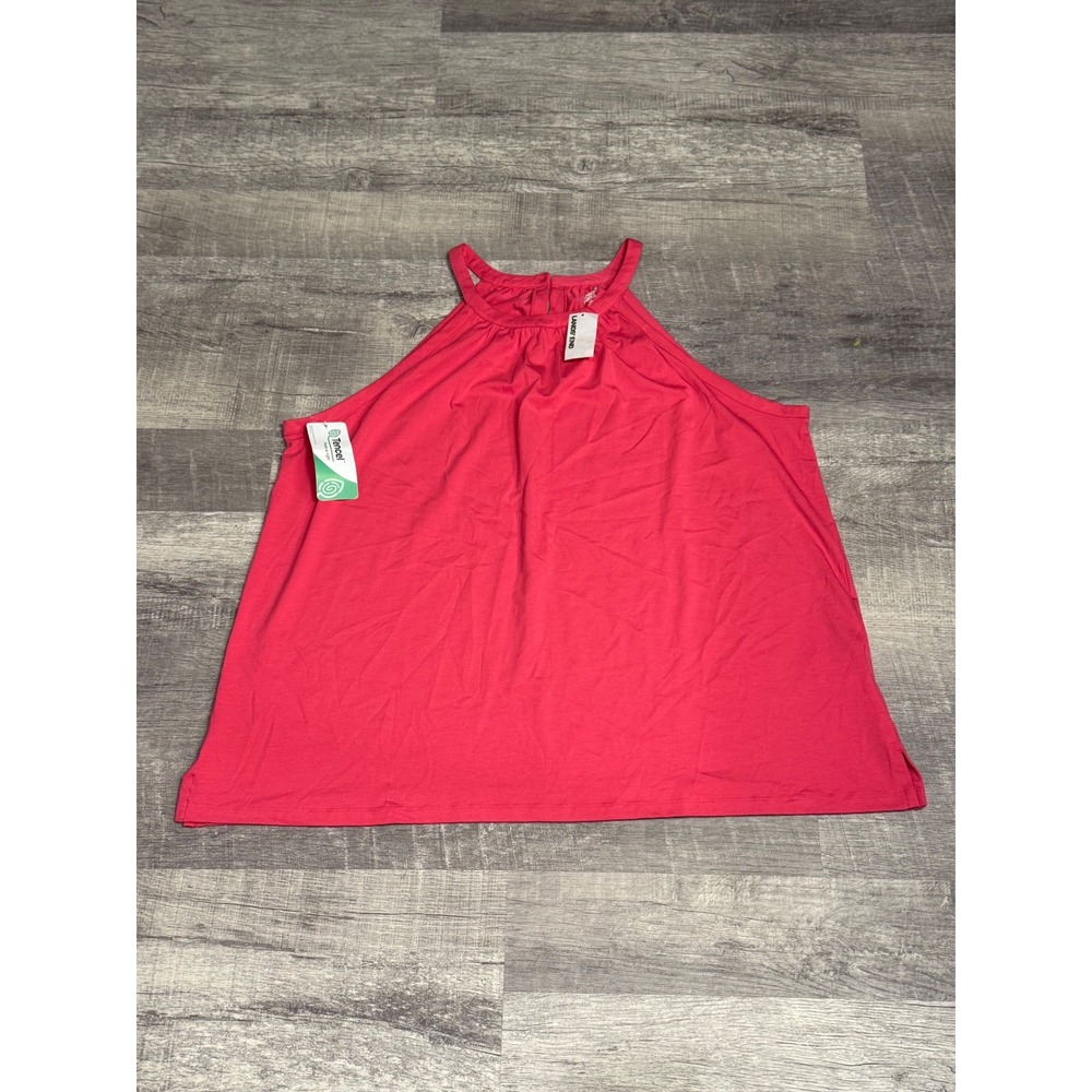NWT Lands End Womens Hot Pink LWCM Halter Neck Tank Top Plus‎ Size 2X New